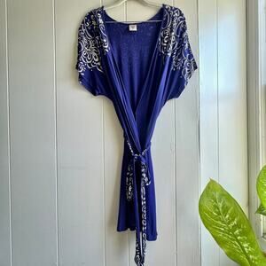 In Bloom Purple Jersey Wrap Kimono Robe Size Medium